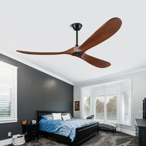 English Elm Natural Walnut Blade Ceiling Fan with DC Motor Smart Remote Indoor Outdoor 52 Inch W3727P511472