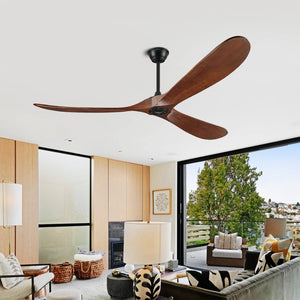 English Elm Natural Walnut Blade Ceiling Fan with DC Motor Smart Remote Indoor Outdoor 52 Inch W3727P511472