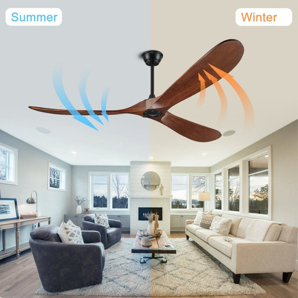 English Elm Natural Walnut Blade Ceiling Fan with DC Motor Smart Remote Indoor Outdoor 52 Inch W3727P511472