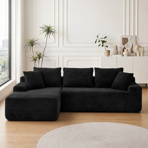 English Elm 95 Inch Modular L Shaped Sectional Sofa Corduroy Cloud Cushion Living Room Chaise W3728P499617