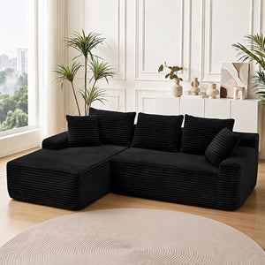 English Elm 95 Inch Modular L Shaped Sectional Sofa Corduroy Cloud Cushion Living Room Chaise W3728P499617