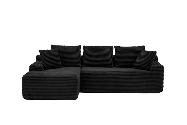 English Elm 95 Inch Modular L Shaped Sectional Sofa Corduroy Cloud Cushion Living Room Chaise W3728P499617