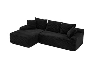 English Elm 95 Inch Modular L Shaped Sectional Sofa Corduroy Cloud Cushion Living Room Chaise W3728P499617