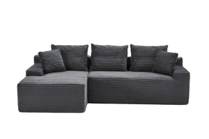 English Elm 95 Inch Modular L Shaped Sectional Sofa Corduroy Cloud Cushion Living Room Couch W3728P502503