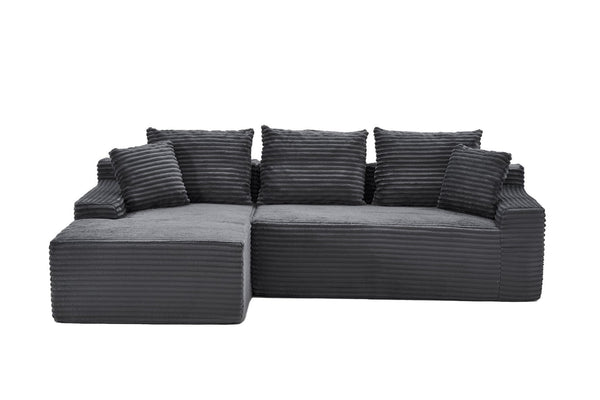 English Elm 95 Inch Modular L Shaped Sectional Sofa Corduroy Cloud Cushion Living Room Couch W3728P502503
