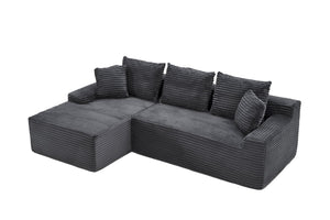 English Elm 95 Inch Modular L Shaped Sectional Sofa Corduroy Cloud Cushion Living Room Couch W3728P502503