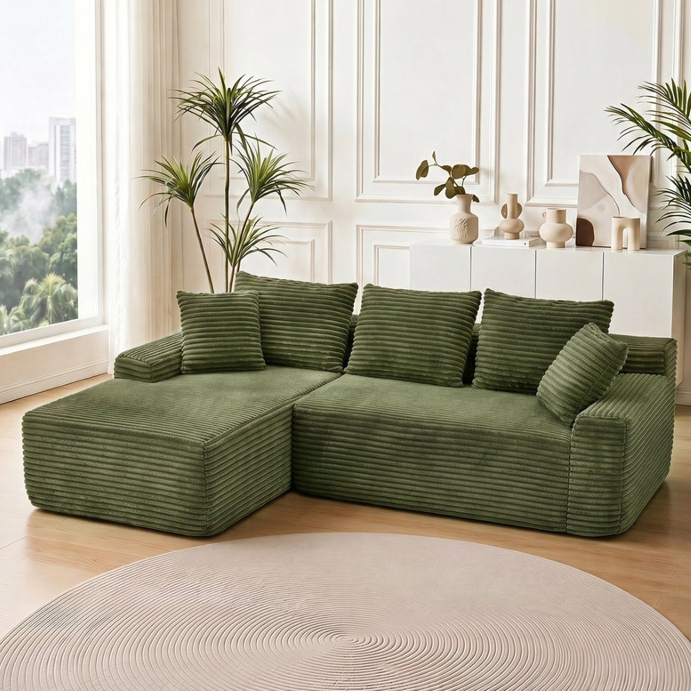 English Elm 95 Inch Modular L Shaped Sectional Sofa in Soft Corduroy with Cloud Cushioning W3728P502510