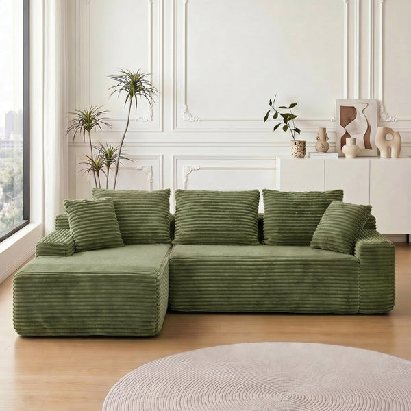 English Elm 95 Inch Modular L Shaped Sectional Sofa in Soft Corduroy with Cloud Cushioning W3728P502510
