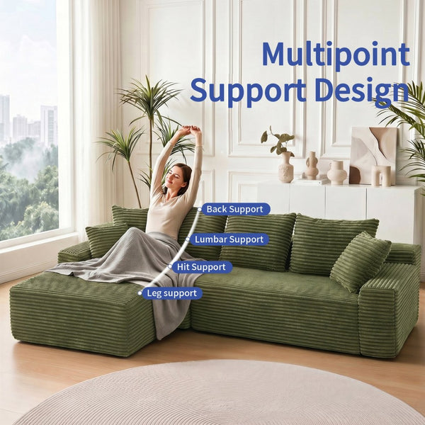 English Elm 95 Inch Modular L Shaped Sectional Sofa in Soft Corduroy with Cloud Cushioning W3728P502510
