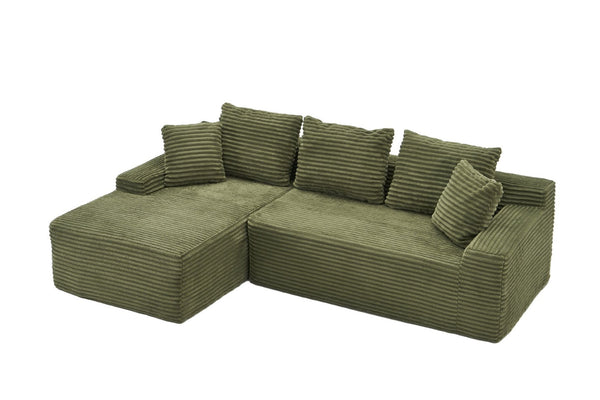 English Elm 95 Inch Modular L Shaped Sectional Sofa in Soft Corduroy with Cloud Cushioning W3728P502510