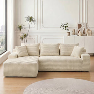 English Elm 95 Inch Modular Cloud Sectional Sofa Corduroy Upholstered L-Shaped Living Room Couch W3728P502511