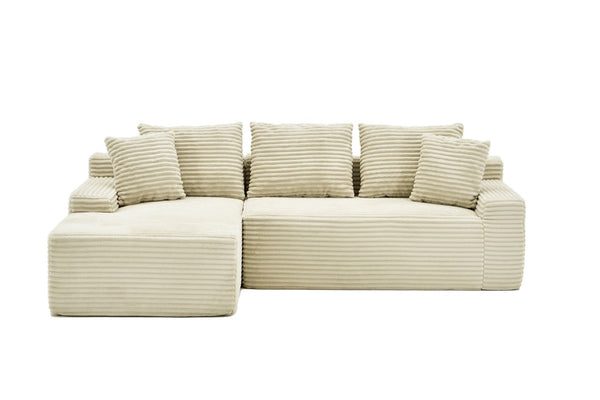 English Elm 95 Inch Modular Cloud Sectional Sofa Corduroy Upholstered L-Shaped Living Room Couch W3728P502511