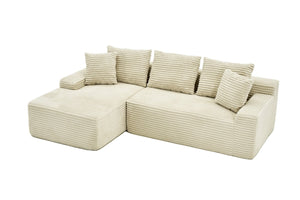 English Elm 95 Inch Modular Cloud Sectional Sofa Corduroy Upholstered L-Shaped Living Room Couch W3728P502511