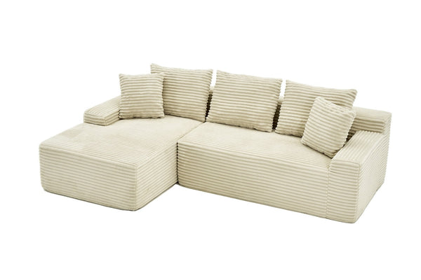 English Elm 95 Inch Modular Cloud Sectional Sofa Corduroy Upholstered L-Shaped Living Room Couch W3728P502511