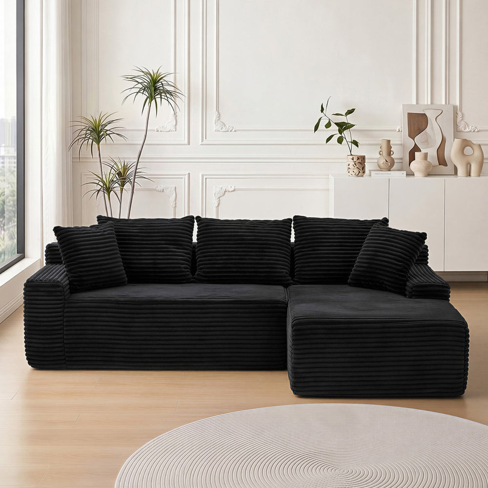 English Elm 95 Inch Modular L Shaped Sectional Sofa Corduroy Cloud Cushion Chaise for Living Room W3728P502525