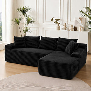 English Elm 95 Inch Modular L Shaped Sectional Sofa Corduroy Cloud Cushion Chaise for Living Room W3728P502525