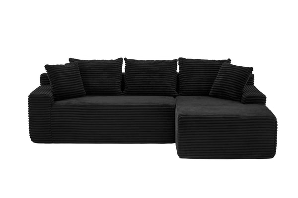 English Elm 95 Inch Modular L Shaped Sectional Sofa Corduroy Cloud Cushion Chaise for Living Room W3728P502525