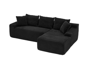 English Elm 95 Inch Modular L Shaped Sectional Sofa Corduroy Cloud Cushion Chaise for Living Room W3728P502525