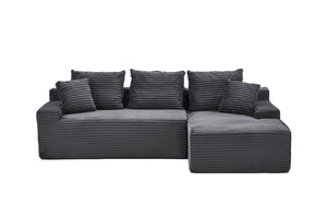 English Elm 95 Inch Modular L Shaped Corduroy Sectional Sofa Cloud Cushion Living Room Chaise W3728P502532