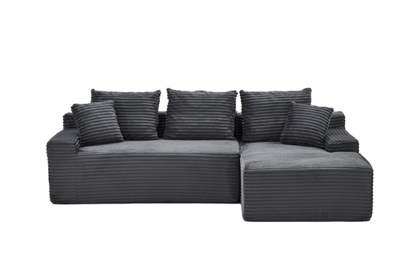 English Elm 95 Inch Modular L Shaped Corduroy Sectional Sofa Cloud Cushion Living Room Chaise W3728P502532
