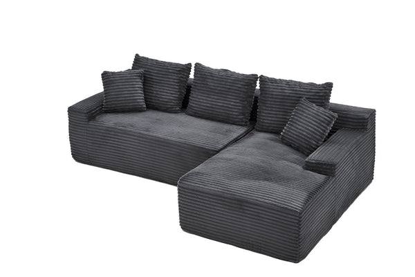 English Elm 95 Inch Modular L Shaped Corduroy Sectional Sofa Cloud Cushion Living Room Chaise W3728P502532