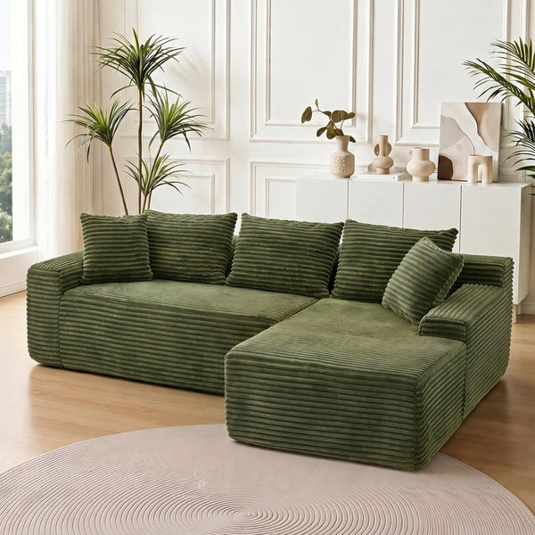 English Elm 95 Inch Modular Cloud Sectional Sofa Corduroy Upholstered L Shape Living Room Couch W3728P502534
