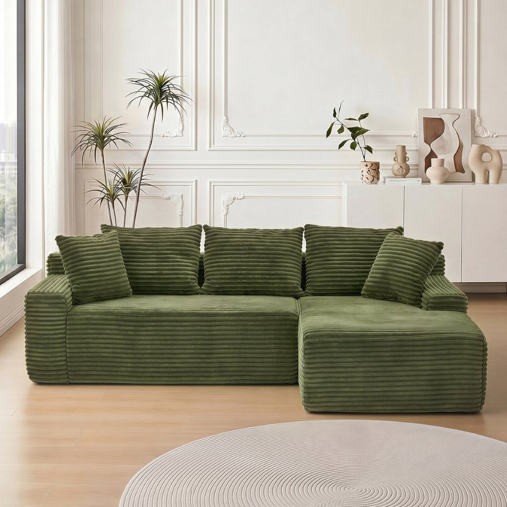 English Elm 95 Inch Modular Cloud Sectional Sofa Corduroy Upholstered L Shape Living Room Couch W3728P502534