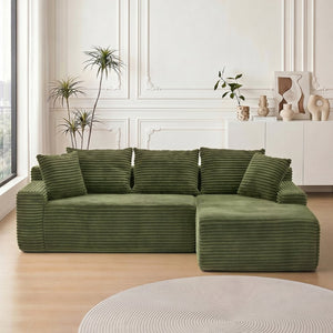 English Elm 95 Inch Modular Cloud Sectional Sofa Corduroy Upholstered L Shape Living Room Couch W3728P502534
