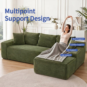 English Elm 95 Inch Modular Cloud Sectional Sofa Corduroy Upholstered L Shape Living Room Couch W3728P502534