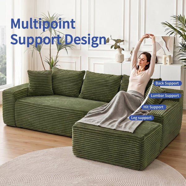 English Elm 95 Inch Modular Cloud Sectional Sofa Corduroy Upholstered L Shape Living Room Couch W3728P502534