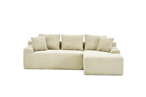English Elm 95 Inch Modular L Shaped Sectional Sofa Corduroy Cloud Cushion Chaise Living Room W3728P502535