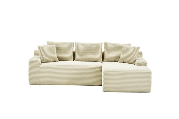 English Elm 95 Inch Modular L Shaped Sectional Sofa Corduroy Cloud Cushion Chaise Living Room W3728P502535