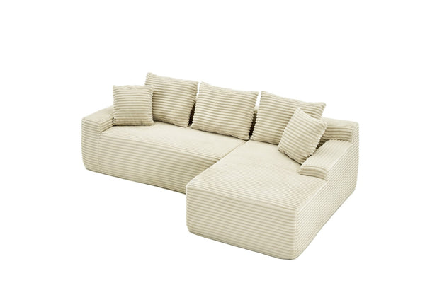 English Elm 95 Inch Modular L Shaped Sectional Sofa Corduroy Cloud Cushion Chaise Living Room W3728P502535
