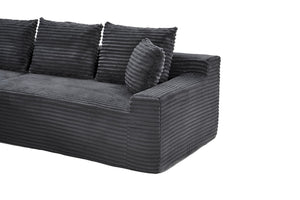 English Elm 95 Inch Modular Cloud Sectional Sofa Corduroy Upholstered L Shaped Chaise with Ottoman W3728S00017
