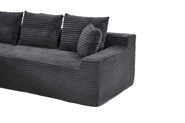 English Elm 95 Inch Modular Cloud Sectional Sofa Corduroy Upholstered L Shaped Chaise with Ottoman W3728S00017