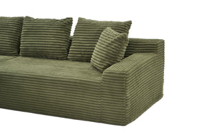 English Elm 95 Inch Sink-In Corduroy Sectional Sofa Spring Foam Modular Chaise Ottoman Set W3728S00018