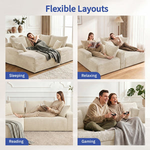 English Elm 95 Inch Brushed Corduroy Cloud Sectional Two Module L Shape Sofa with Chaise W3728S00019