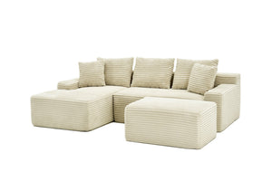 English Elm 95 Inch Brushed Corduroy Cloud Sectional Two Module L Shape Sofa with Chaise W3728S00019