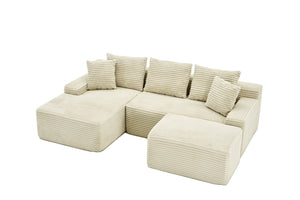 English Elm 95 Inch Brushed Corduroy Cloud Sectional Two Module L Shape Sofa with Chaise W3728S00019