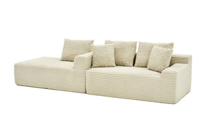 English Elm 95 Inch Brushed Corduroy Cloud Sectional Two Module L Shape Sofa with Chaise W3728S00019