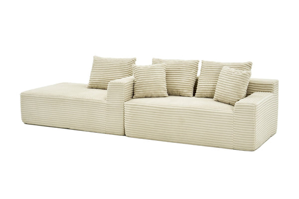 English Elm 95 Inch Brushed Corduroy Cloud Sectional Two Module L Shape Sofa with Chaise W3728S00019