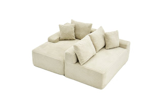 English Elm 95 Inch Brushed Corduroy Cloud Sectional Two Module L Shape Sofa with Chaise W3728S00019