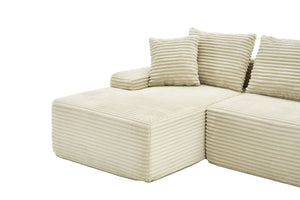 English Elm 95 Inch Brushed Corduroy Cloud Sectional Two Module L Shape Sofa with Chaise W3728S00019