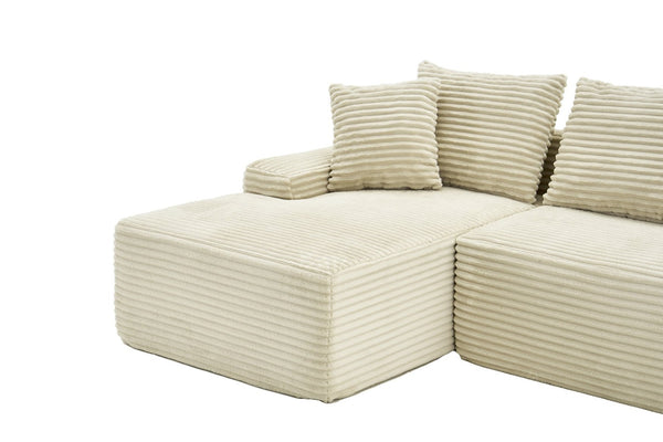 English Elm 95 Inch Brushed Corduroy Cloud Sectional Two Module L Shape Sofa with Chaise W3728S00019
