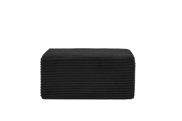English Elm 95 Inch Corduroy Cloud Sofa Modular L Shaped Sectional with Chaise and Ottoman Black - A W3728S00020