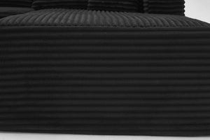 English Elm 95 Inch Corduroy Cloud Sofa Modular L Shaped Sectional with Chaise and Ottoman Black - A W3728S00020