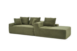 English Elm 95 Inch Modular Cloud Sectional Sofa with Corduroy Upholstery Chaise and Ottoman W3728S00022