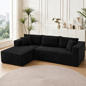 English Elm 105 Inch Corduroy Modular Sectional Sofa Sink-In Cloud Cushion Chaise Lounge Set W3728S00024