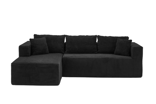 English Elm 105 Inch Corduroy Modular Sectional Sofa Sink-In Cloud Cushion Chaise Lounge Set W3728S00024