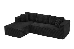 English Elm 105 Inch Corduroy Modular Sectional Sofa Sink-In Cloud Cushion Chaise Lounge Set W3728S00024